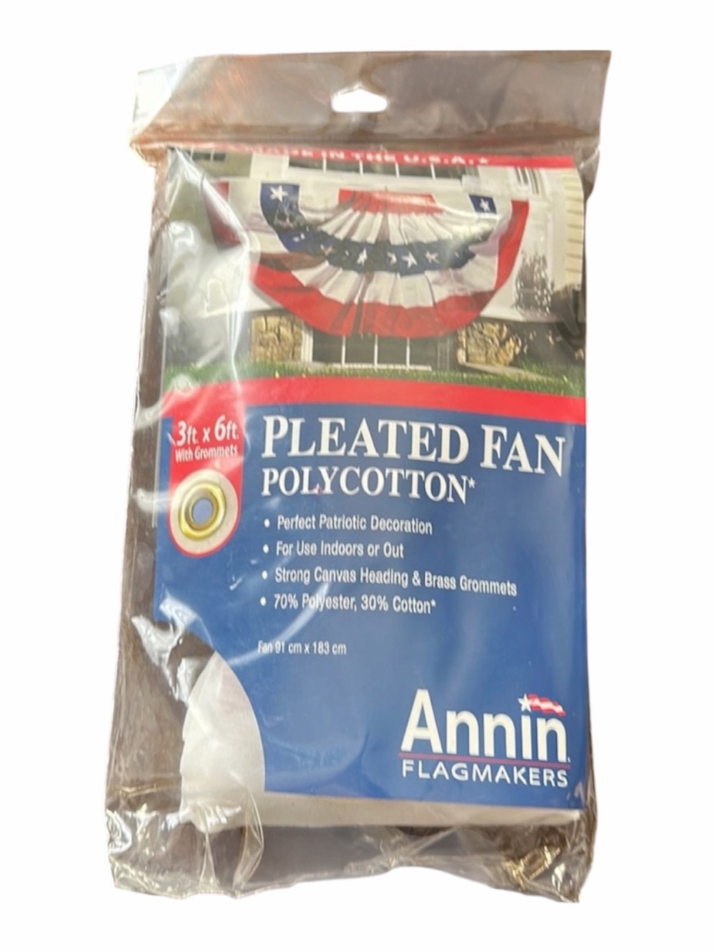 Annin Pleated Patriotic Fan  3’ x 6’ NWT